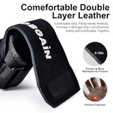 JOBGAIN Weight Lifting Wrist Strap, Double Layer Leather Wrist Strap for Men & Women, 1 Pair, Black