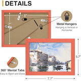 decorUhome Solid Oak Wood 5x7 Picture Frame, Display Pictures 4x6 with Mat or 5x7 without Mat, Wall & Tabletop Display Photo Frame, Orange, 1 Pack