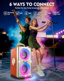 YIER Bluetooth Speaker, 240W Peak Loud Party Speaker with Big Bass, 20H Playtime, TWS, BT5.3, Large Portable Wireless Boom Box with LED Light for Outdoor Backyard Beach Home (Leather Orange)