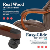 La-Z-Boy Delano Big & Tall Executive Office Chair, Ergonomic Mid-Back Body Pillow Lumbar Support, Chestnut Brown