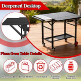 AOKEMAi Grill Table for Oon Pizza Oven Accessories, Ninja Pizza Oven Table with Extendable Desk - Fit Gozney, Solo Stove, Durable Outdoor Grill Cart Stand with Food Prep Topping Station for Backyard