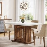 Tribesigns 47-Inch Farmhouse Dining Table for 4, White Kitchen Dinner Table with Heavy Duty Pedestal
