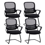 Reception Chair No Wheels, Stationary Non Rolling Mesh Mid Back Computer Guest Side with Lumbar Support