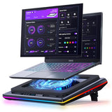 V12 Ultra Laptop Cooling Pad with Smart Software Control, RGB Gaming Laptop Fan Cooler Stand, 5.5" Turbo Fan