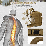 AUMENTAR Small Military Tactical Backpack, 30L Tactical Assault Bag for Men, Army Assault Rucksack GYM Hiking Backpack Bug Out Bag Khaki
