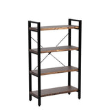 WH-AOERPUMY Solid Wood Bookshelf,4 Tier Rustic Vintage Industrial Etagere Bookcase, Open Metal and Wood Vintage Book Shelf, Retro Brown (RealWood)(4-Tier)