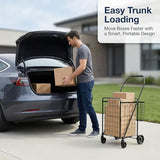 Folding Shopping Cart with Waterproof Liner & 360° Swivel Wheels | Collapsible Grocery Cart for Easy Transport
