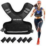 ZZR SEVEN Weighted Vest for Women and Men, 4-10lbs/11-20lbs Adjustable Weighted Vest with 6 Iron Sand Weights, Running Vest for Strength Training, Workout, Running, Fitness, Weight Loss (Black, 11-20lb)