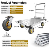 Push Cart Dolly Heavy-Duty Platform Truck Cart with Swivel Wheel 2200 LBS Capacity Foldable Flatbed Cart