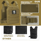 Adjustable Weighted Vest for Men Women – Tactical Vest for Rucking, HIIT & CrossFit, Fits 10x12 Plates, 600D Breathable Weight Vest, Weights Not Included