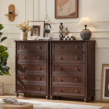 RWYHG Farmhouse 5 Drawers Dresser for Bedroom, Wood 45" Tall Chest of Drawers, Dresser Rustic Storage Dressers Organizer with Metal Handle Closet for Living Room, Hallway Entryway(Walnut)