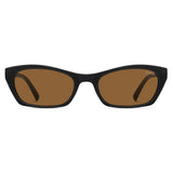 SOJOS Trendy Cat Eye Polarized Sunglasses for Women Men, Retro 90s Y2K Small Thin Rectangle Sunnies SJ2670, Black/Brown