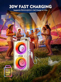 YIER Bluetooth Speaker, 240W Peak Loud Party Speaker with Big Bass, 20H Playtime, TWS, BT5.3, Large Portable Wireless Boom Box with LED Light for Outdoor Backyard Beach Home (Leather Red)