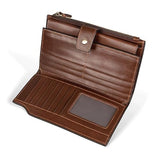 Leather Men's Wallet Long Business Retro Oxhide Large Capacity Zipper Handbag