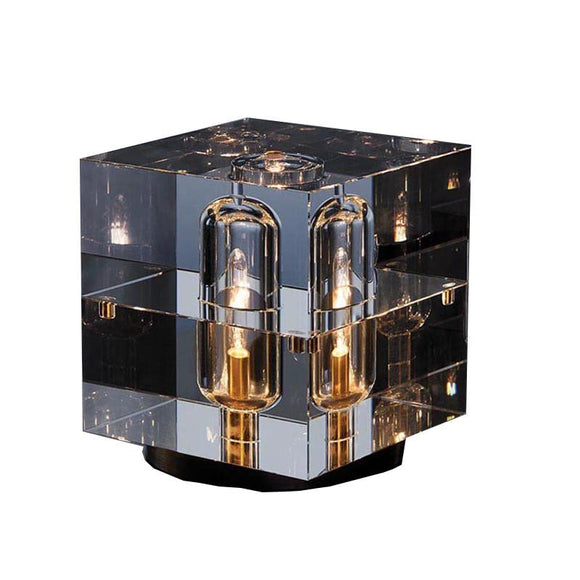 Square Luxury All Copper Crystal Table Lamp Living Room Bedroom Bedside Cabinet Study Model Room LEDYZ