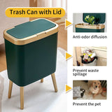 Procade 2Pack BathroomTrash Can with Lid,4 Gallon Garbage Can(Black+Green)