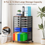 EasyPAG Rolling File Cart with 14 Slot Mail Organizer, Under Desk Storage with Hanging File Rack