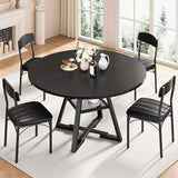 Round Dining Table Set for 4, Kitchen Table and Chairs for 4, Circle Table Round Pedestal Dining Room Dinner Dinette Table