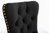 MOOLSUN Velvet Dining Chairs Set of 6, High Back Side Chairs, Modern Padded High-End Tufted Upholstered Chairs with Button-Tufted Back & Rear Pull Tabs, Gold Plated Leg E-Black(Gold Plated Leg)