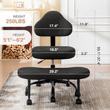 AtHope Cross Legged Office Chair, Criss Cross Desk Chair ADHD Meditation Kneeling Yoga Seat with Adjustable Height, Lumbar Support, Wider Footrest and Wheels (Black)