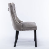 MOOLSUN Velvet Dining Chairs Set of 8, High Back Side Chairs, Modern Padded High-End Tufted Upholstered Chairs with Button-Tufted Back & Rear Pull Tabs, Solid Wood Legs E-Gray(Solid Wood Legs)