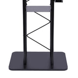 Curved Podium Stand 120cm/47in Height, Metal Black Pulpit Lectern Countertop Size 60x40cm with Baffle & Cup Holder