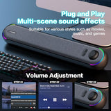Desktop Computer Speakers, Stereo Soundbar, Bluetooth 5.3, USB/Type-C Power and Audio Transmission, Plug-and-Play