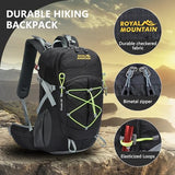 MIVENTO 28L Lightweight Hiking Daypack - Water-Resistant Checkered Nylon Backpack with Outdoor Camping Travel Bag for Men Women (Black)