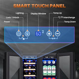ICEPURE Wine and Beverage Refrigerator 24 Inch, Dual Zone Wine and Beverage Cooler with Glass Door