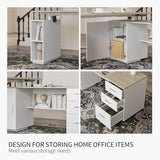 Standing Desk with Storage, l Shaped Executive Desk Adjustable Height, Light Wood Grainy