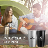 SHIKORI Metal Tumblers 15 oz Cold Drink Iced Coffee Cup, Pure Aluminum Tumblers, Hammered Beer Cups for Birthday Party Camping Travel Outdoors Supplies (Black - 6 Cups)
