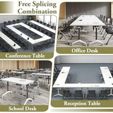 vhdurike 8pcs,47 * 20 * 30in, Folding Conference Table, Portable Flip Top Mobile Training Table