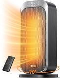 DREO Quiet Space Heater, 1500W Portable Heaters for Indoor Use with Remote, 70° Oscillation, Fast and Safety Electric PTC Ceramic for Desk Office Bedroom, 12H Timer