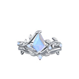 Oseew Kite Cut Moonstone engagement ring set MoonstoneWedding rings for women(Moonstone)