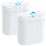 jinligogo 2 Pack 5 Gallon Bathroom Trash Can with Lid, Automatic Motion Sensor White Trash Can