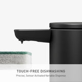 simplehuman Liquid Sensor Pump, 9 oz. with Caddy, Automatic Soap Dispenser for Kitchen and Bathroom, Touchless Motion Sensor, Variable Dispense, Rechargeable, High Grade Matte Black Stainless Steel