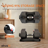 ATIVAFIT Adjustable Dumbbell Set 11–88LB Single, Heavy Adjustable Free Weight with Quick Dial, Double Safety Lock & Anti-Slip Steel Grip for Advanced Strength Training