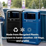 Large Capacity 50 Gallon Waste Bin Made of 100% Recycled Plastic Commercial Outdoor Trash Can
