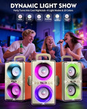 YIER Bluetooth Speaker, 240W Peak Loud Party Speaker with Big Bass, 20H Playtime, TWS, BT5.3, Large Portable Wireless Boom Box with LED Light for Outdoor Backyard Beach Home (Leather Orange)