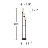Franklin Iron Works Libby Industrial Modern 66" Tall Tree Floor Lamp with Smart Socket Oiled Bronze Brown Metal 3-Light Amber Seeded Glass Shade for Living Room Family Bedroom Office House Home