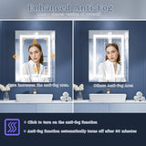 ExBrite LED Lighted Bathroom Medicine Cabinet with Mirror, 24 x 30 Inch, Recessed or Surface Mount, Anti-Fog