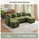 Ihanherry 107" Modular Sectional Cloud Sofa, U Shaped 6 Seat Chenille Couch with Movable Ottomans and 48" Deep Seat