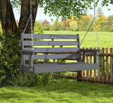 GREENVINES Porch Swing | 51’’ | HDPE Plastic | for Outdoor Patio | All Weather | Waterproof Bench Swings | w/ 4 Stainless Steel Chains | Grey