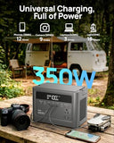 2026 Portable Power Station 350W, 230.4Wh LiFePO4 Battery, Power Bank 110V Pure Sine Wave AC Outlet 700W Surge, Solar Generator Fast Charging for Camping, Emergency, Laptop, RV, Off-Grid Living
