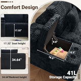 150" Oversized Black Boneless Sectional Couches for Living Room w/ Storage | U Shaped Couch with USB