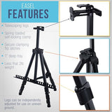 Black Metal Tripod Easel Display (10 Pack) - Adjustable 20"- 5.5', Holds 32" Canvas - Floor/Tabletop Easel Stand