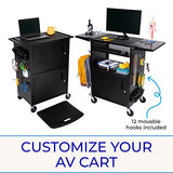 Line Leader Stellar AV Cart - Computer Cart with Customizable Pegboard & Hooks