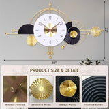 AXAORIRA 38x22 Inch Modern Metal Wall Clock Battery Operated, Contemporary Silent Non-Ticking Analog Clock for Home Decor, Living Room, Bedroom, Office, Kitchen, Entryway
