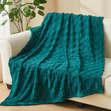 NEWCOSPLAY Super Soft Queen Blanket Dark Teal Premium Silky Flannel Fleece 3D Checkered Lightweight Bed Blanket All Season Use (Dark Teal Checkered, Queen(90"x90"))