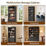 Vyre 71" Tall Farmhouse Bookshelves with Glass Doors and Drawers, Set of 3 – Large Modular Bookcase with Adjustable Shelves